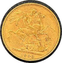Victorian gold sovereign dated 1890, circulated
