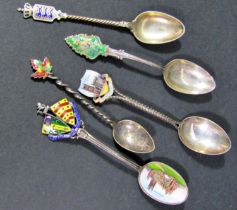 A collection of 26 various novelty spoons, souvenir teaspoons, mustard, salt spoon, etc and a