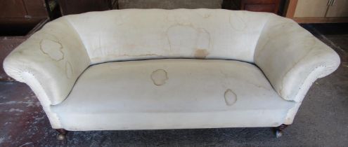 A Victorian Chesterfield frame on turned supports, 2 metres wide approx