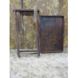 A 19th century mahogany butlers tray and folding stand (af)