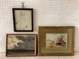 Three late 19th-20th century drawings and watercolours, to include: Charles Pratt Terrot (1805-1886)
