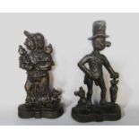 Two Victorian cast iron door stops of Ally and Mrs Sloper. A Victorian Cast iron Mr Punch
