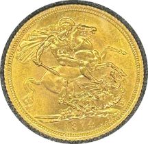 Queen Elizabeth II gold sovereign dated 1974, circulated, contained in a circular container