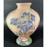 An Art Nouveau Galle Cameo vase with purple floral decoration, signed Galle, 21cm high