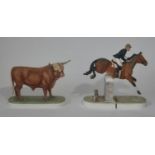 Two Royal Worcester figures modelled by Doris Lindner: Limited Edition Highland Bull 1977 no 147 (