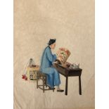 Book containing forty-two Chinese paintings of workers and street market characters, circa 1900,
