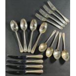Some Bead Pattern Osborne silver plated cutlery, including eleven main forks, eight side forks,