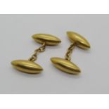 Pair of antique 18ct torpedo cufflinks, 18.3g