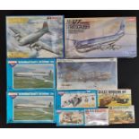 9 model aircraft kits by Airfix, Academy, Maquette, Frog and Novo, 1:72 and 1:96 scale, together