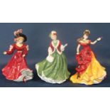 A collection of Doulton figurines comprising Sarah, Lucy, Grave, Southern Belle, Jessica,