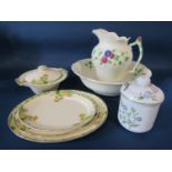 Miscellaneous collection including a Lawley's crescent ivory Mayflower pattern ewer and basin, three