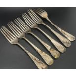 Six George III silver dinner forks, London 1811 by Thomas Wallis (II) & Jonathan Hayne, together