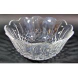 A Waterford 23cm diameter crystal glass fruit bowl in its original box, a bohemian red cut glass