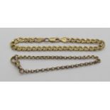 Two 9ct bracelets; an Italian curb link example and an antique example, 7.6g total