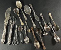 A quantity of silver plated flatware of various designs and uses.