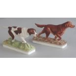 Royal Worcester Sporting Dog Series Irish Setter and English Pointer, modelled by Doris Lindner