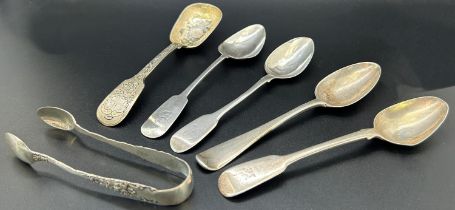 A George IV silver, richly engraved jam spoon, London 1825, maker Adey Bellamy Savory, 14cm long,