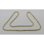 10k rope twist chain necklace, 7g