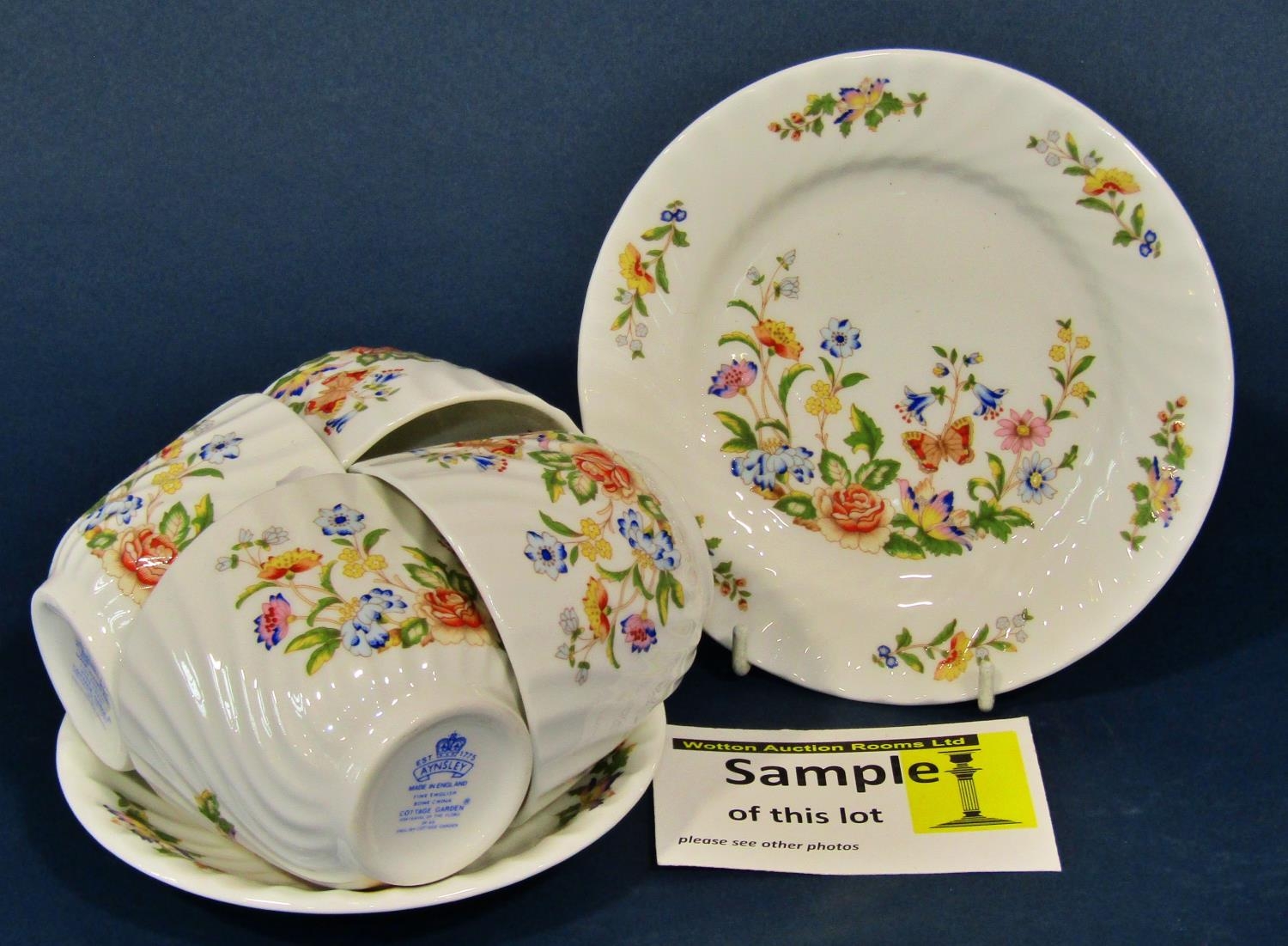 A collection of Aynsley Garden pattern tea ware to include teapot, cups and saucers, sugar basin, - Image 3 of 4