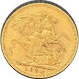 Victorian gold sovereign dated 1894, circulated