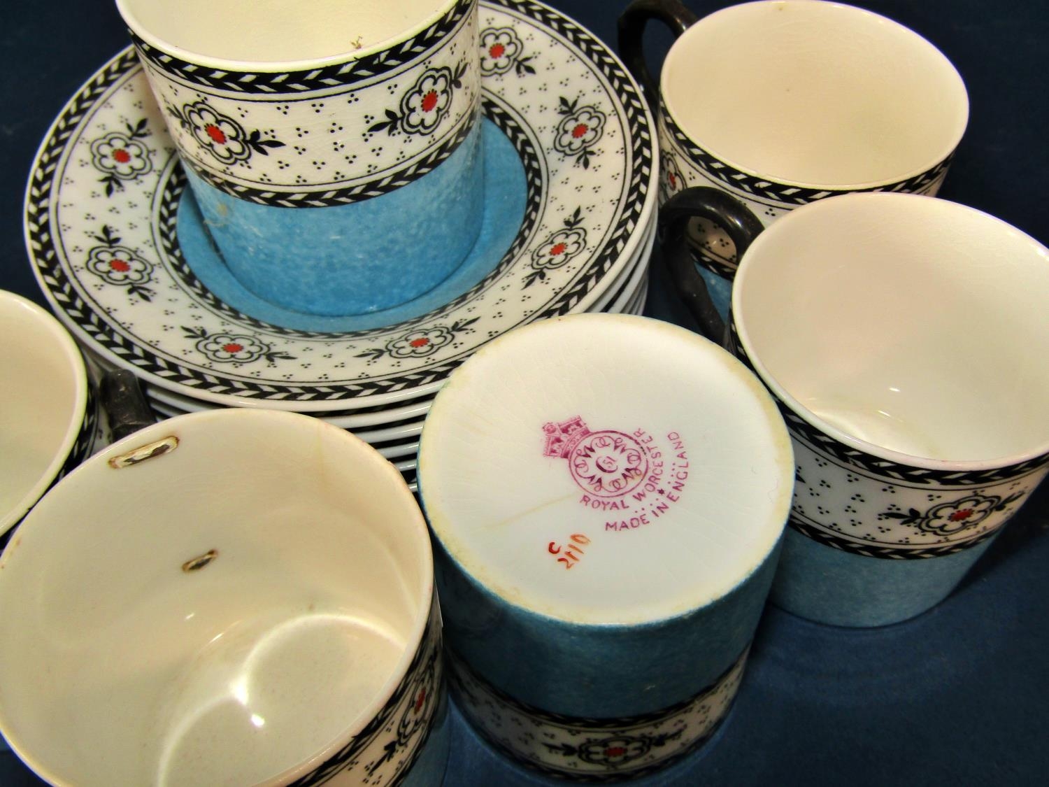 Six Wedgwood Grand Tour collection coffee cups and saucers, six Worcester Viceroy pattern coffee - Image 8 of 8