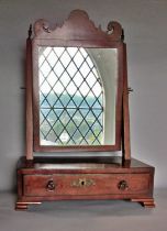 A small 19th century mahogany rectangular toilet mirror, with single drawer 48 cm high x 31 cm wide