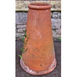 A old weathered traditional conical shaped rhubarb forcer, 65cm high