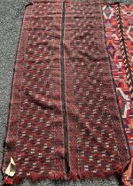 Three north African flatweave Kilim type carpets all with repeated geometric patterns, 164cm x