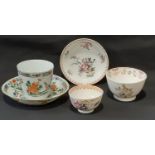 18th century New Hall tea bowl together with a Chinese Famille Verte cup and saucer etc