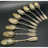 Nine silver dessert spoons, Sheffield 1892, maker Walker & Hall, 6.8oz approx