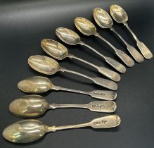 Nine silver dessert spoons, Sheffield 1892, maker Walker & Hall, 6.8oz approx