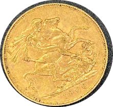 Victorian gold sovereign dated 1900, circulated