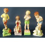 A collection of Royal Worcester porcelain figurines including Young Farmer, October, Days of the