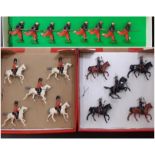 3 Britains sets; set 13 3rd Hussars including mounted Officer on rearing horse with drawn sabre