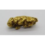 Yellow metal nugget, 4cm L approx, 44.4g