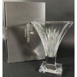 A Waterford Crystal glass 'Clarion' Art Deco design fan shaped vase with original box, 15cm high