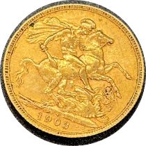 Edward VII gold sovereign dated 1903, circulated