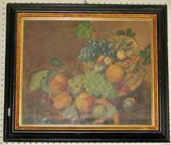 An English 19th century watercolour, still life with fruit and nuts, watercolour 37 x 42 cm,