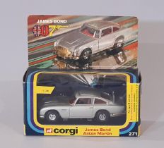James Bond Aston Martin boxed model car by Corgi no 271 featuring 2 detachable figures and ejector