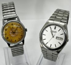 A Tudor gentleman's wristwatch in stainless steel case, (running) together with a further Seiko