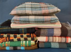 A collection of 9 vintage blankets comprising 4 colourful 'campervan' type, 'The Berkeley Rug',