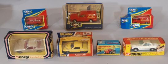 7 boxed model toys including Purdey's TR7 1978-80 by Dinky, Corgi Porsche 924 1978-81, Corgi
