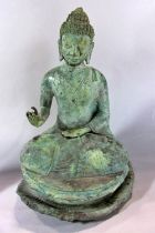 A Verdi Gris Bronze Figure of a seated Buddha, 27cm high.
