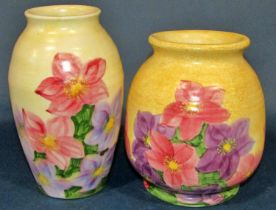 A group of six Radford pottery items, all with floral painted finish