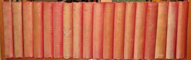 Sir Walter Scott, The Waverley Novels, red cloth bindings, border edition, 36 volumes