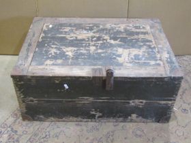 A pine WW2 period German ammunition case, with diagrams of aircraft to interior, 30 x 75 x 54cm