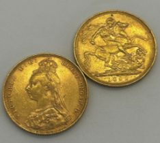 Two 1892 sovereigns