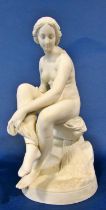 A large 19th century Parianware figure, a classically presented seated nude, 42 cm high (AF)