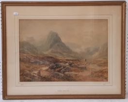William Henry Hall (1848 - 1927) ‘Shepherd In The Highlands’, watercolour, signed lower right,