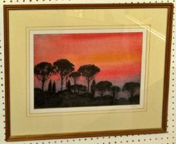 Gordon Ellis (1921-1979) treeline at dusk, watercolour, signed in pencil to slip Gordon Ellis